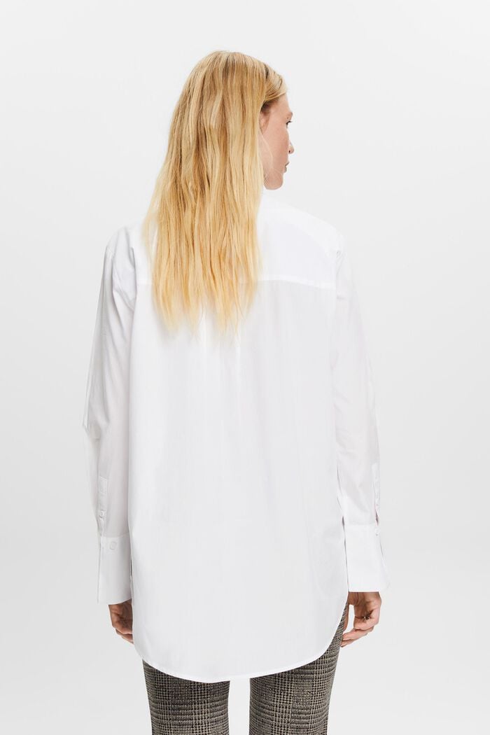 Løs skjortebluse, 100 % bomuld, WHITE, detail image number 3