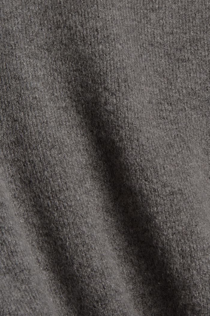 Med uld: V-neck-cardigan, GUNMETAL, detail image number 4
