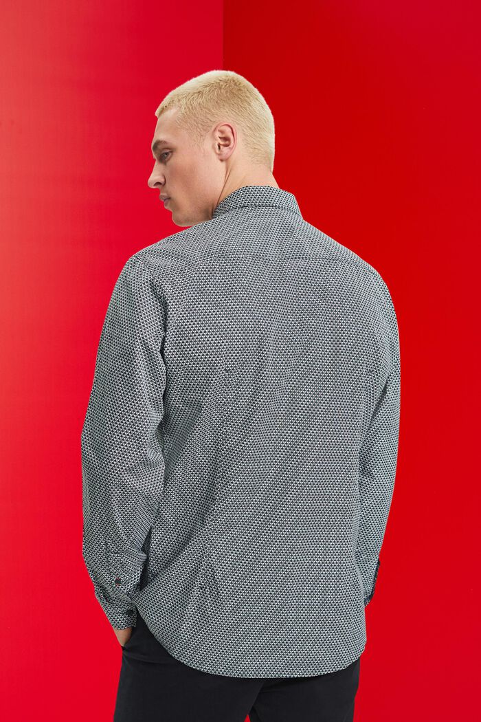 Skjorte i slim fit med allover-mønster, DARK TEAL GREEN, detail image number 3