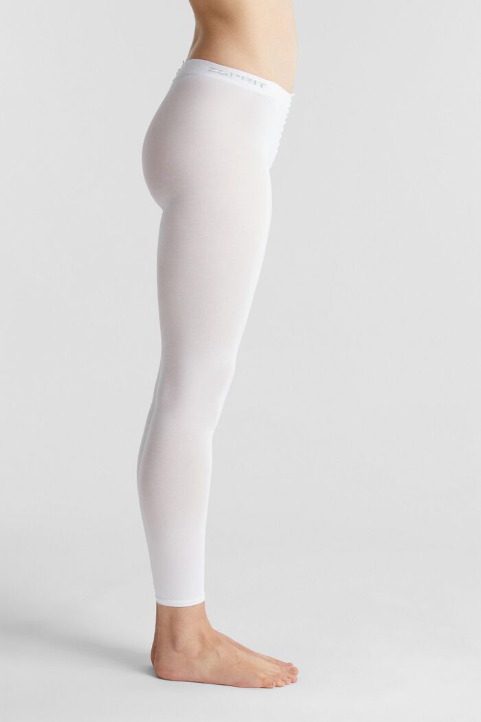 Uigennemsigtige leggings, bomuldsblanding, WHITE, detail image number 0