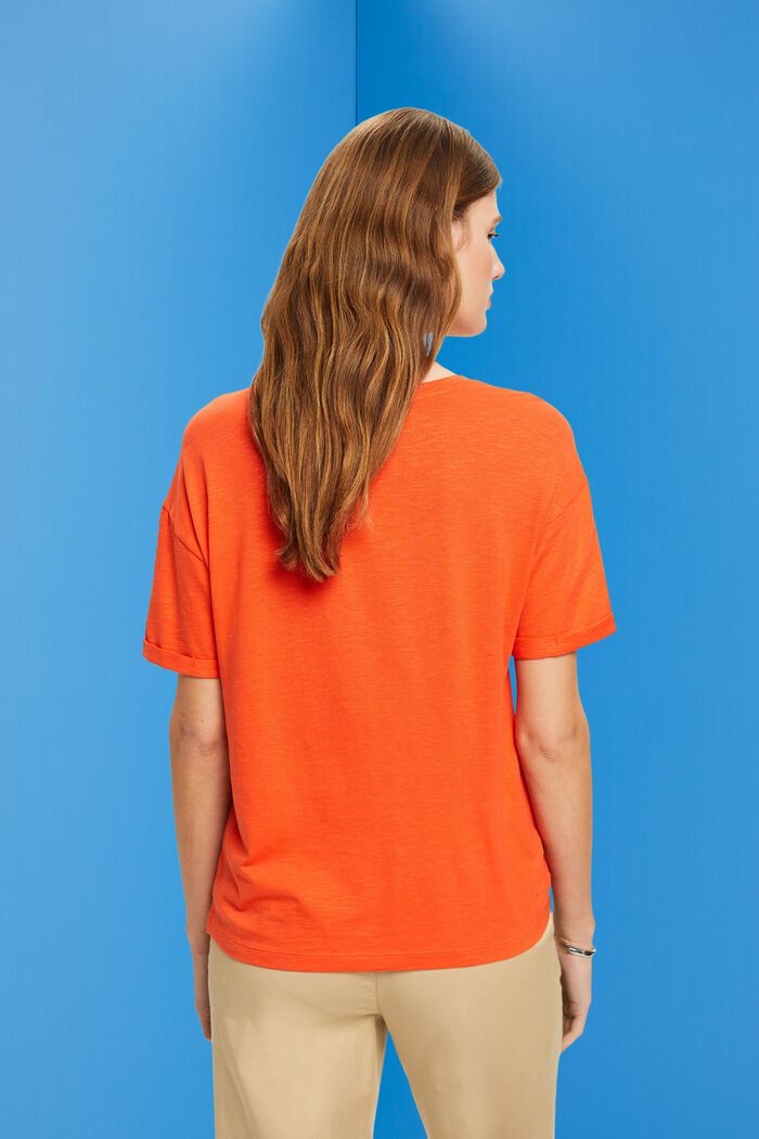 T-shirt med snoet detalje, ORANGE RED, detail image number 3