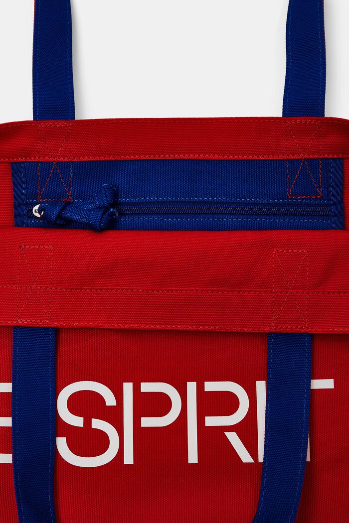 Shoppingtaske i canvas med logo, DARK RED, detail image number 3