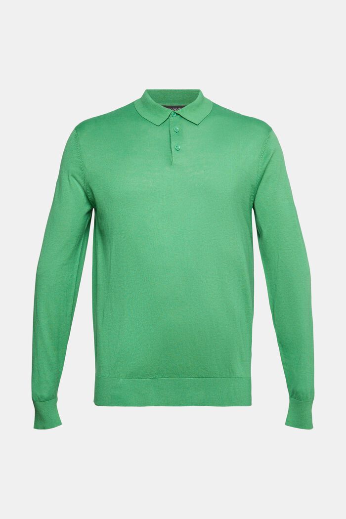 Med TENCEL™: langærmet poloskjorte, GREEN, detail image number 6