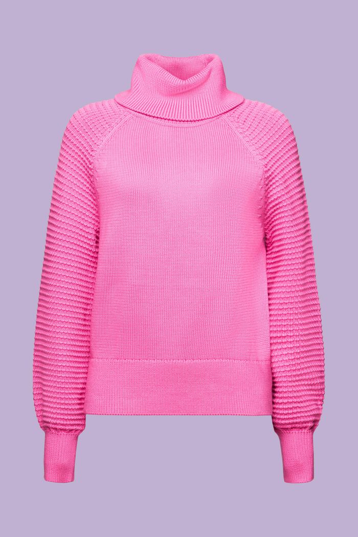 Rullekravesweater i bomuld, PINK FUCHSIA, detail image number 6