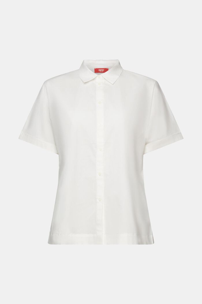 Kortærmet T-shirt i bomuldspoplin, OFF WHITE, detail image number 8