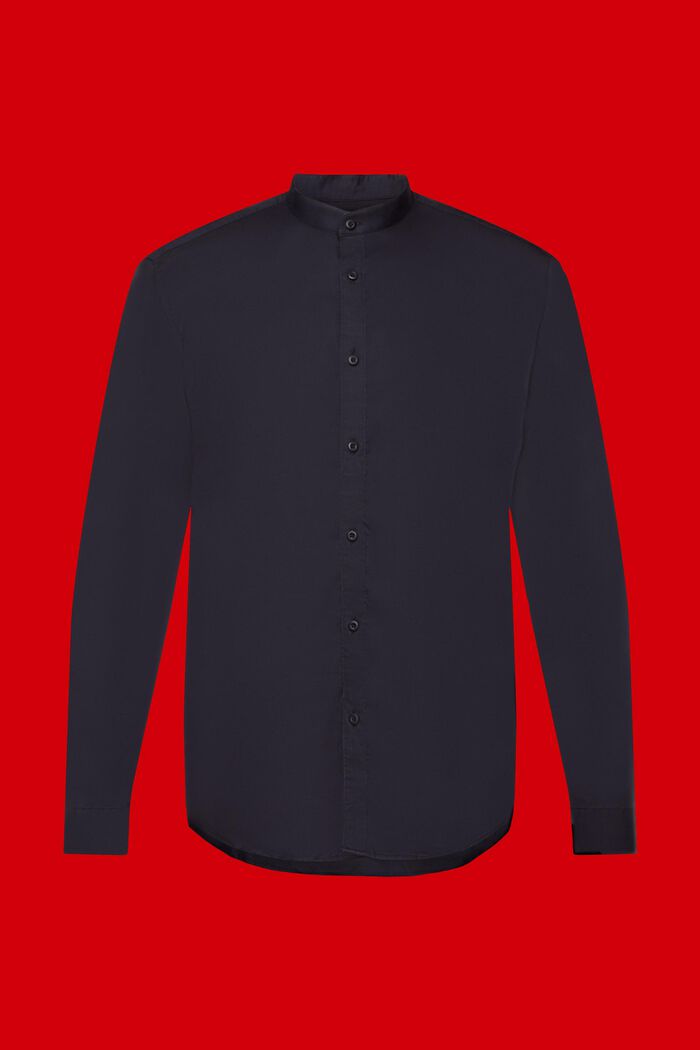 Slim fit-skjorte med båndkrave, BLACK, detail image number 5