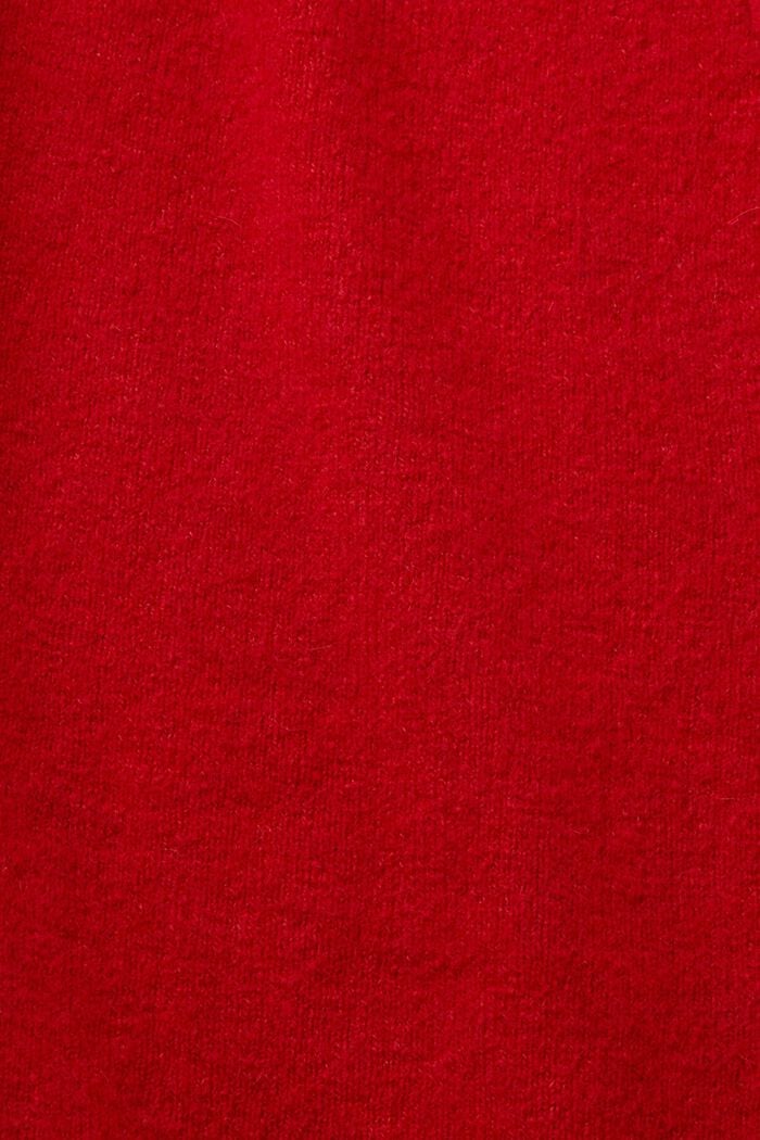 Cardigan med knapper og V-hals, uldmiks, DARK RED, detail image number 5