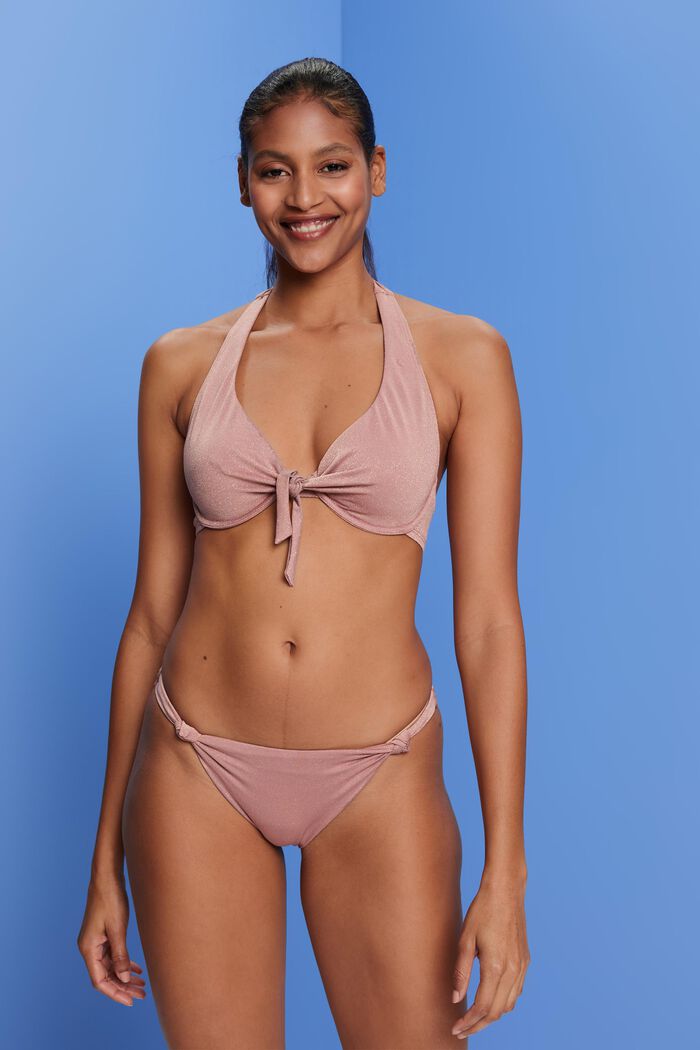 Genanvendt: funklende bikinitop med bøjle, CINNAMON, detail image number 0