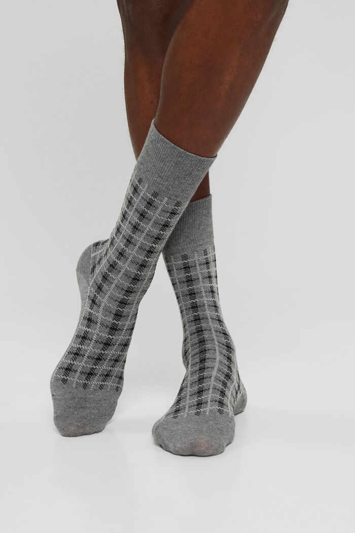 Pakke med 2 par sokker, økologisk bomuldsblanding, LIGHT GREY MELANGE, detail image number 2