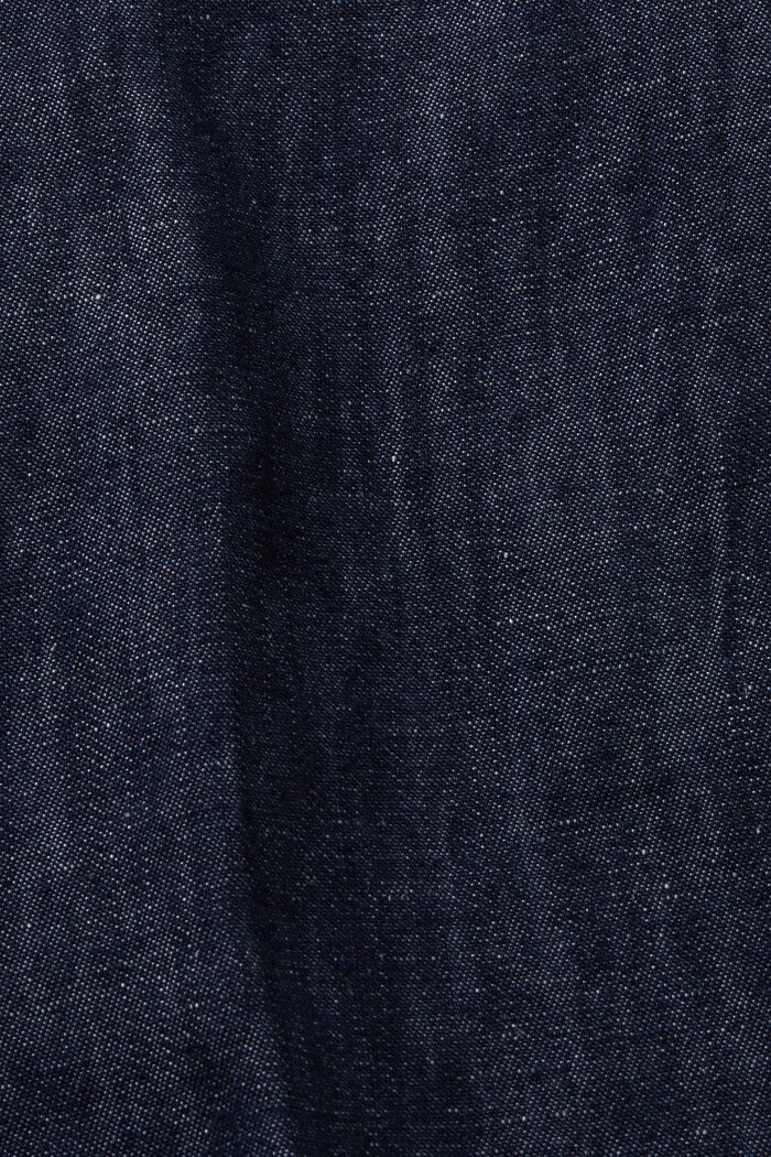 Chino-shorts i bomuld og hør, BLUE BLACK, detail image number 8