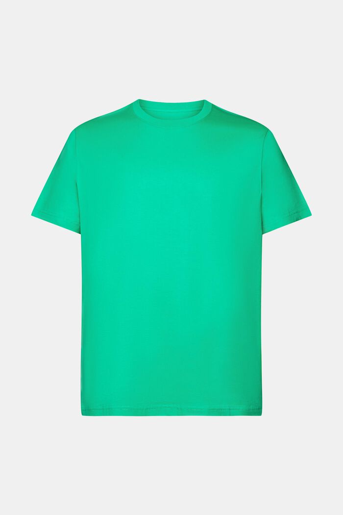 T-shirt i pima-bomuldsjersey med rund hals, GREEN, detail image number 7