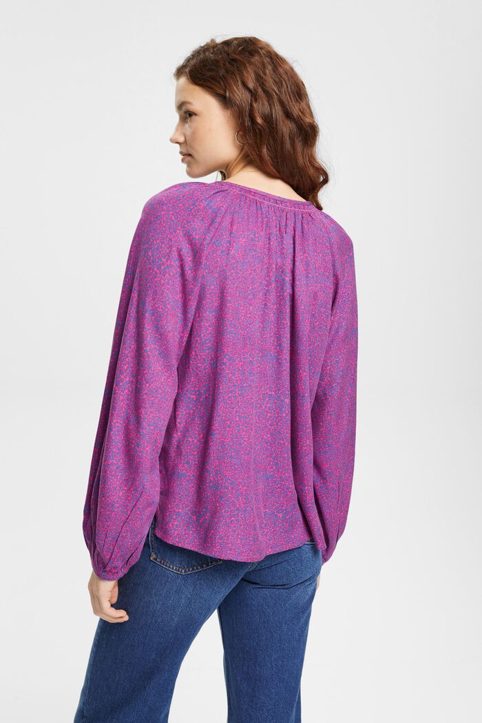 Bluse med print, LENZING™ ECOVERO™, PINK FUCHSIA, detail image number 3