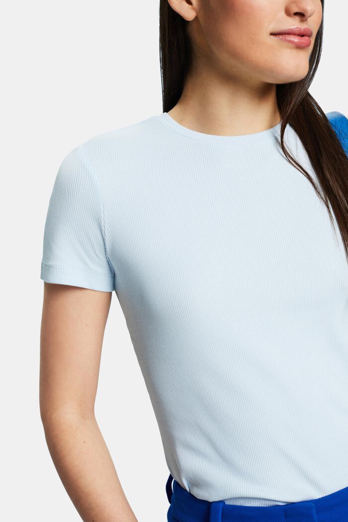 T-shirt i bomuldsjersey med rund hals, PASTEL BLUE, detail image number 2