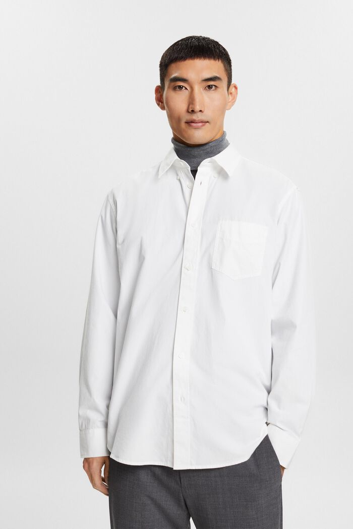 Button down-skjorte i poplin, 100 % bomuld, WHITE, detail image number 0