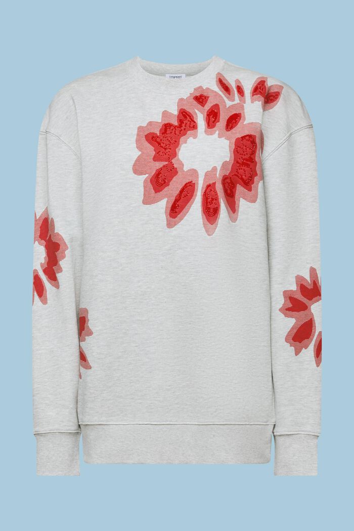 Oversized sweatshirt med print og perler, LIGHT GREY, detail image number 6