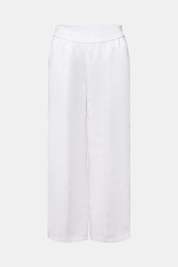 Slip-on-bukser med vide ben, hørblanding, WHITE, detail image number 7