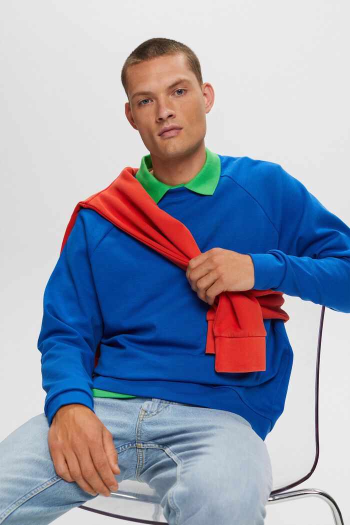 Basis-sweatshirt, bomuldsmiks, BRIGHT BLUE, detail image number 4