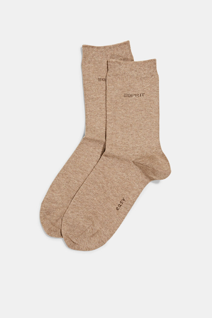 Pakke med 2 par sokker i økologisk bomuldsblanding, NUTMEG MELANGE, detail image number 0