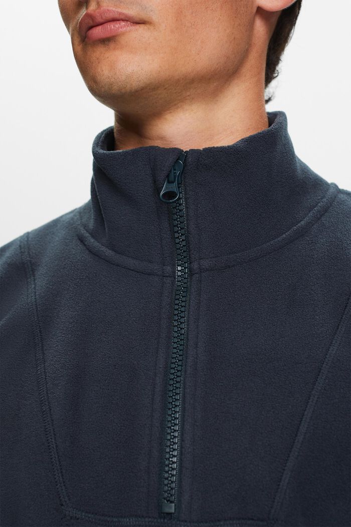 Sweatshirt i fleece med halv lynlås, PETROL BLUE, detail image number 1