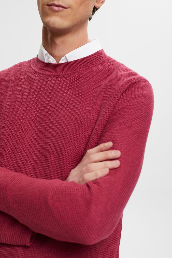 Stribet sweater, CHERRY RED, detail image number 2