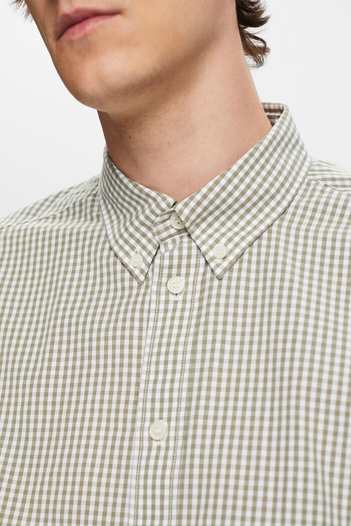 Button down-skjorte med vichytern, 100 % bomuld, LIGHT KHAKI, detail image number 2