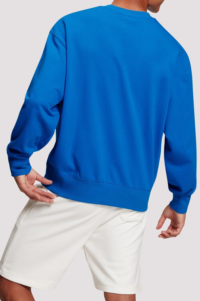 Sweatshirt med påsat logo som flockprint, BRIGHT BLUE, detail image number 2