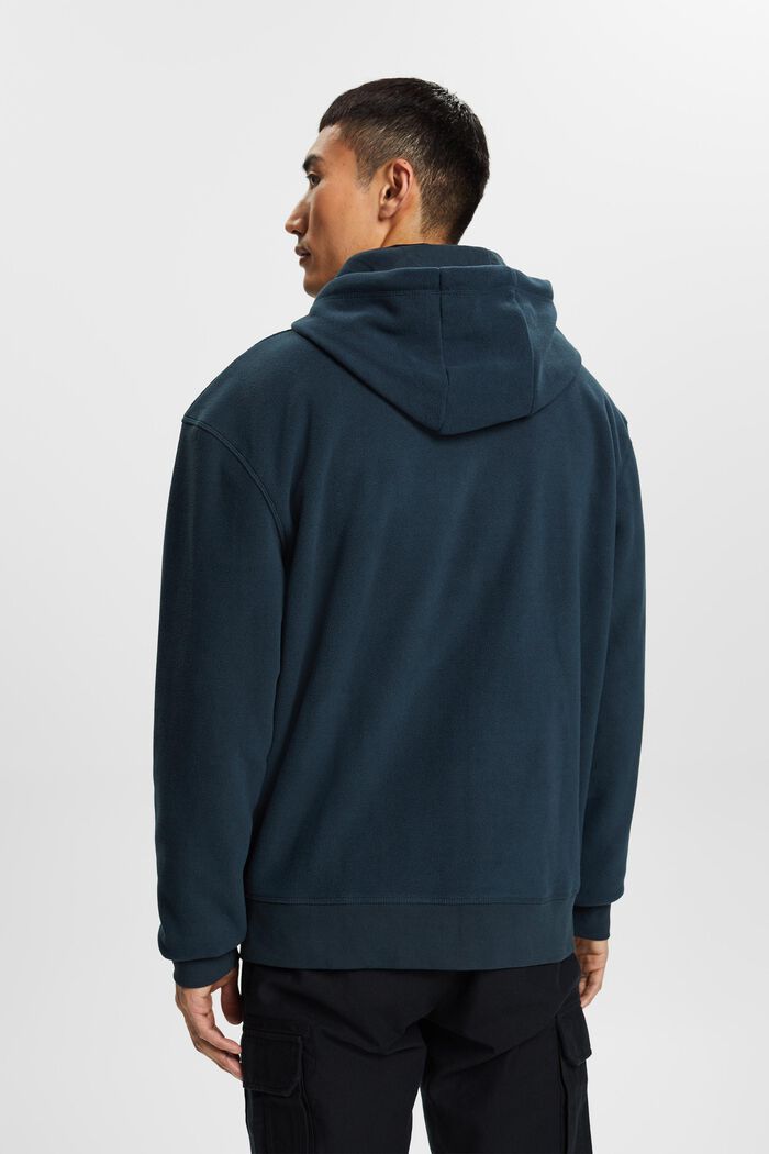 Fleece-sweatshirt med hætte, PETROL BLUE, detail image number 3