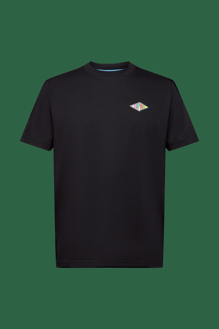 T-shirt i bomuldsjersey med logo, BLACK, detail image number 6