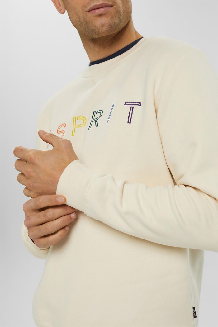 Genanvendte materialer: sweatshirt med broderet logo, CREAM BEIGE, detail image number 2