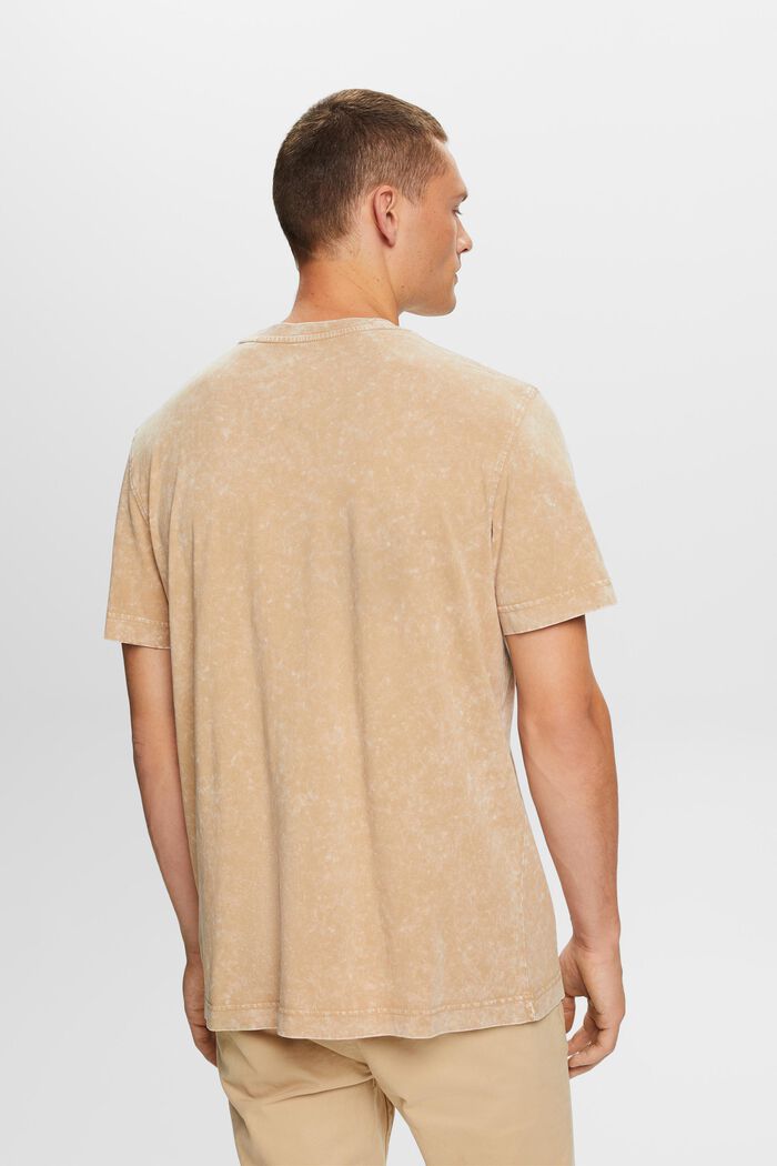 Stenvasket T-shirt, 100 % bomuld, BEIGE, detail image number 3