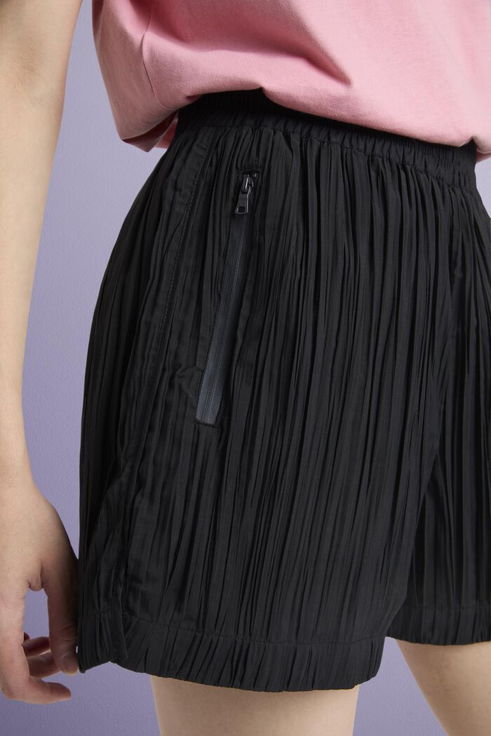 Plisserede shorts med høj talje, BLACK, detail image number 2