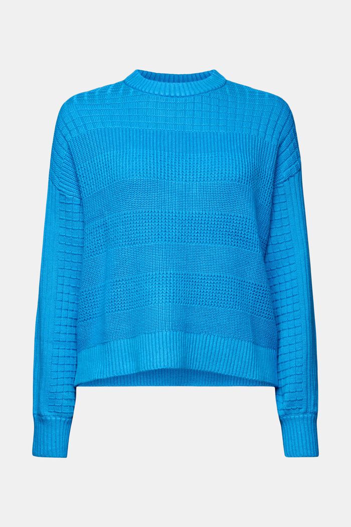 Sweater med struktur og rund hals, BLUE, detail image number 6
