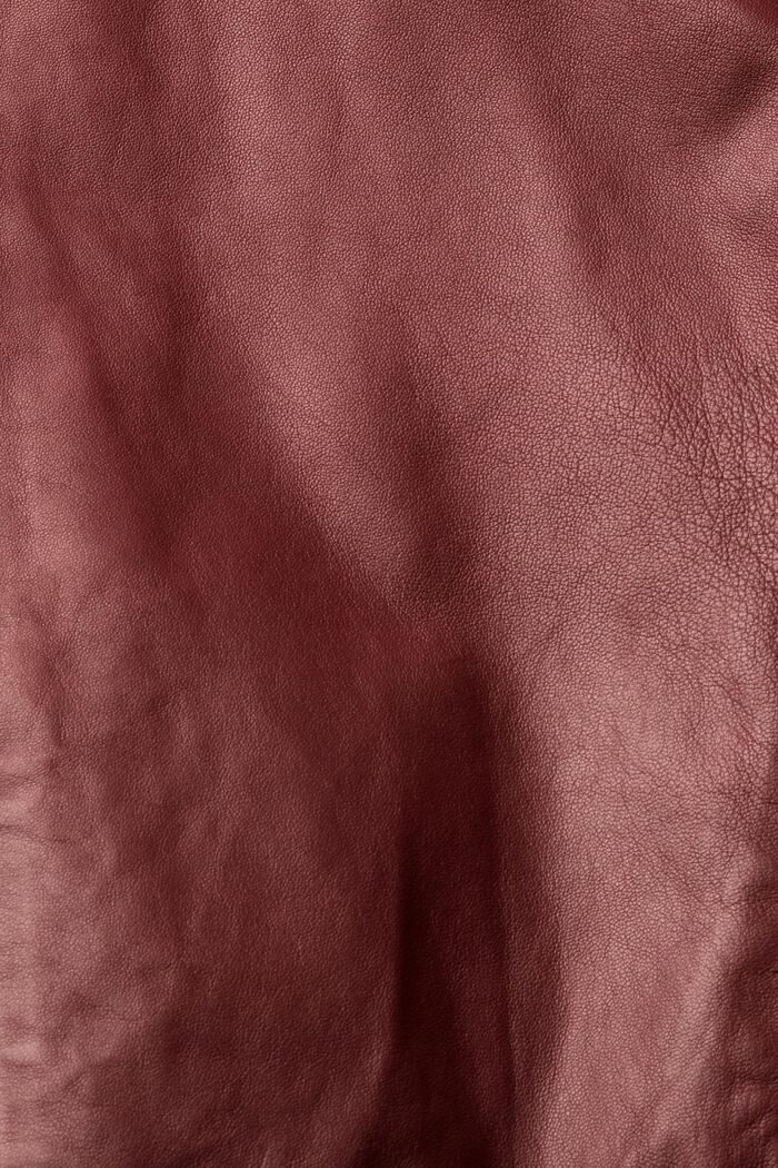 Læderjakke med krave af imiteret pels, RUST BROWN, detail image number 1