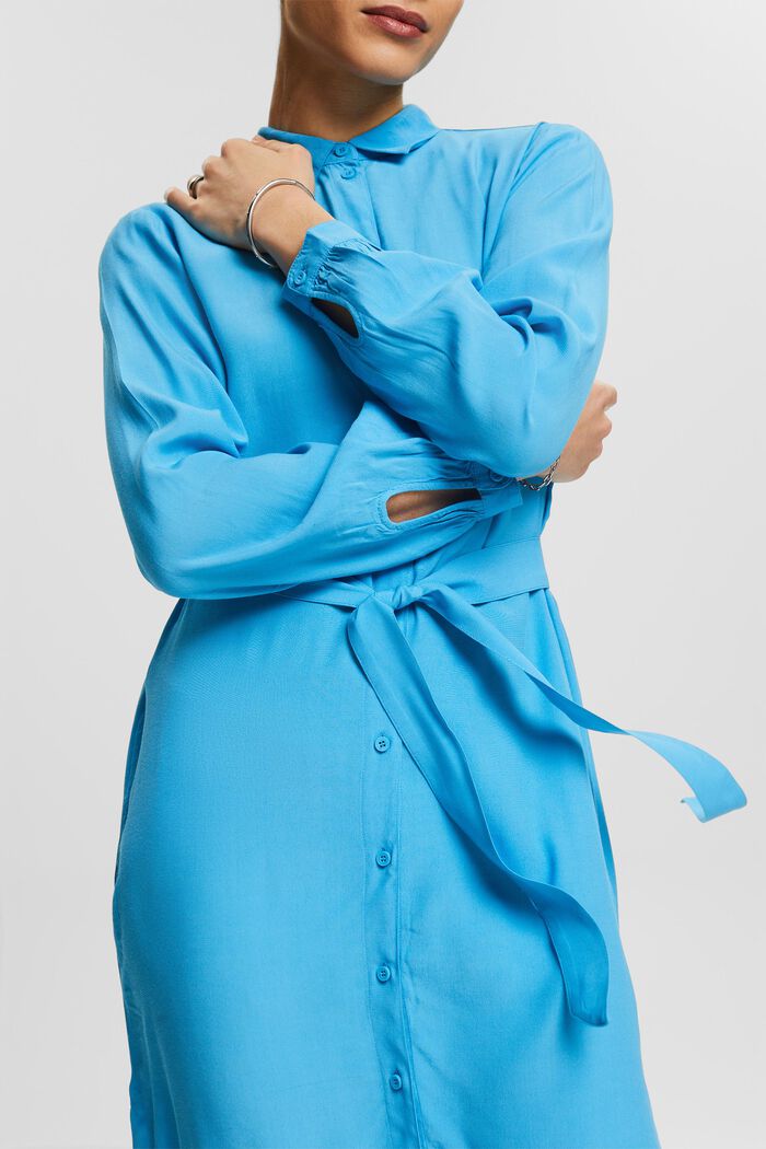 Skjortekjole med bælte, BLUE, detail image number 2