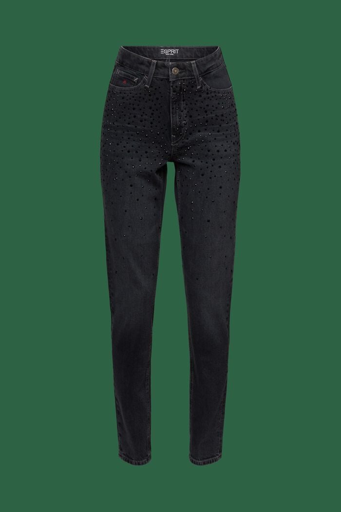 Klassiske retro-jeans med høj talje, BLACK DARK WASHED, detail image number 8