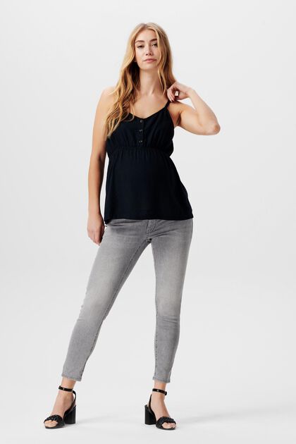 Jeans i skinny fit med høj støttelinning, GREY DENIM, overview
