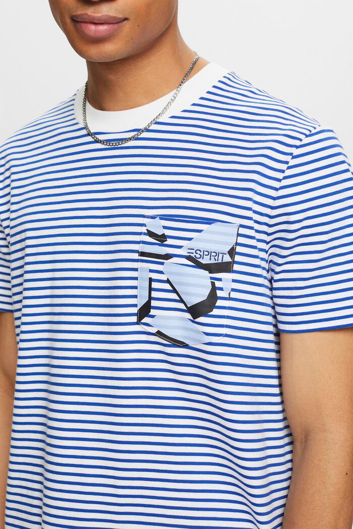 Stribet T-shirt i bomuldsjersey, BRIGHT BLUE, detail image number 3