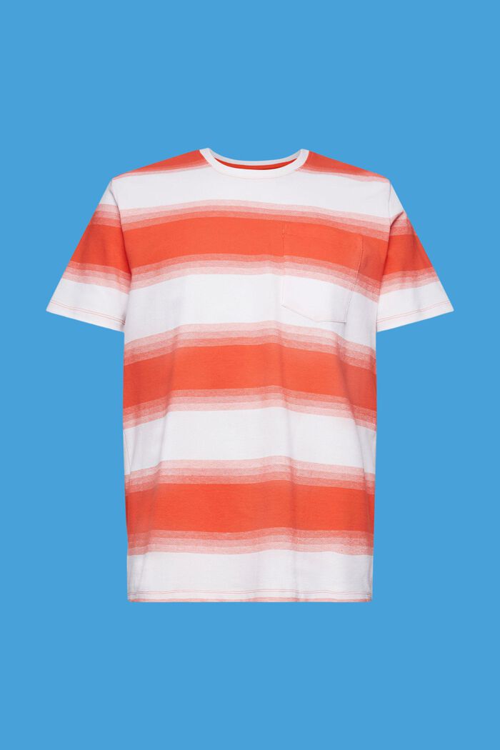 Stribet T-shirt i piqué-bomuld, ORANGE RED, detail image number 6