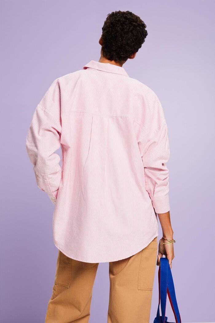 Oversized bomuldsskjorte med striber, PINK, detail image number 2