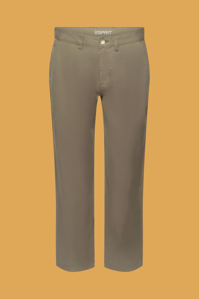 Bukser i bomulds- og hørmiks, DUSTY GREEN, detail image number 8