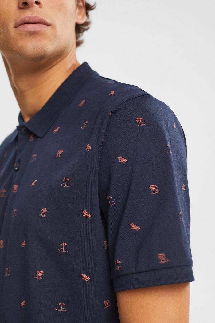 Jersey-poloskjorte med print, NAVY, detail image number 2