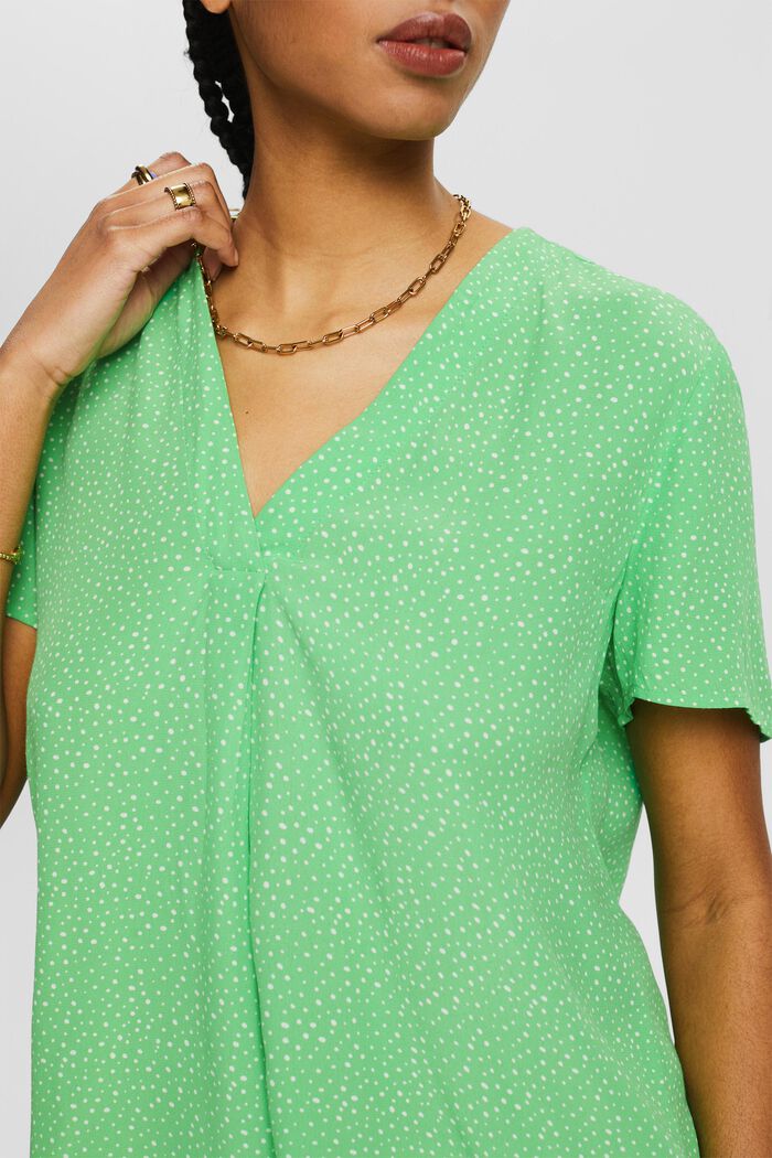 Bluse med V-hals og print, CITRUS GREEN, detail image number 3