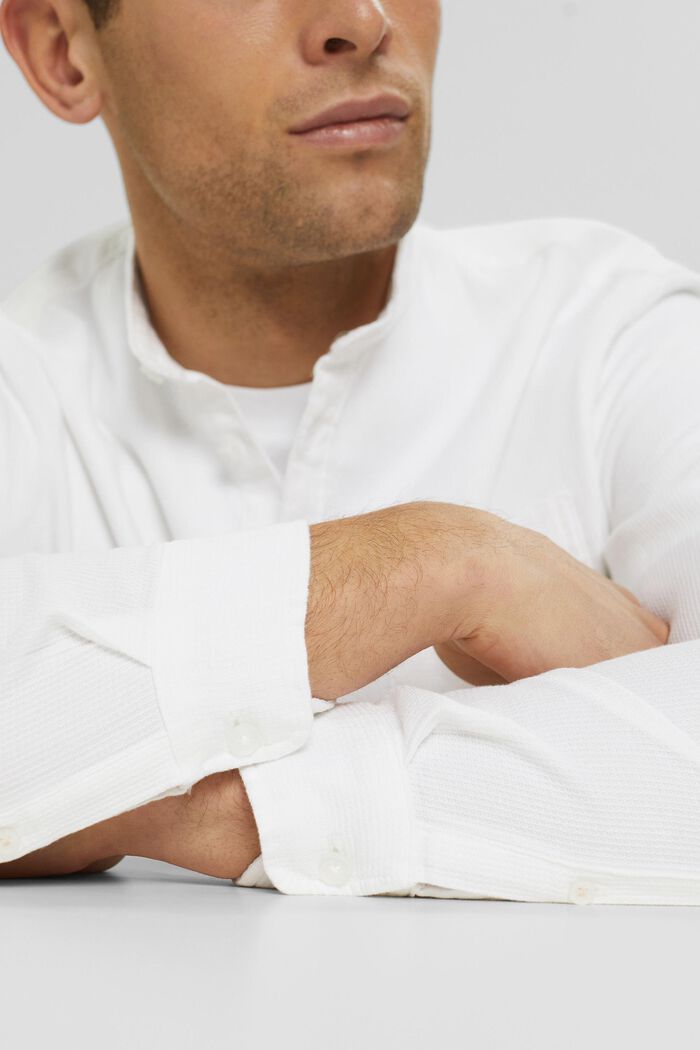 Bomuldsskjorte med kinakrave, WHITE, detail image number 5