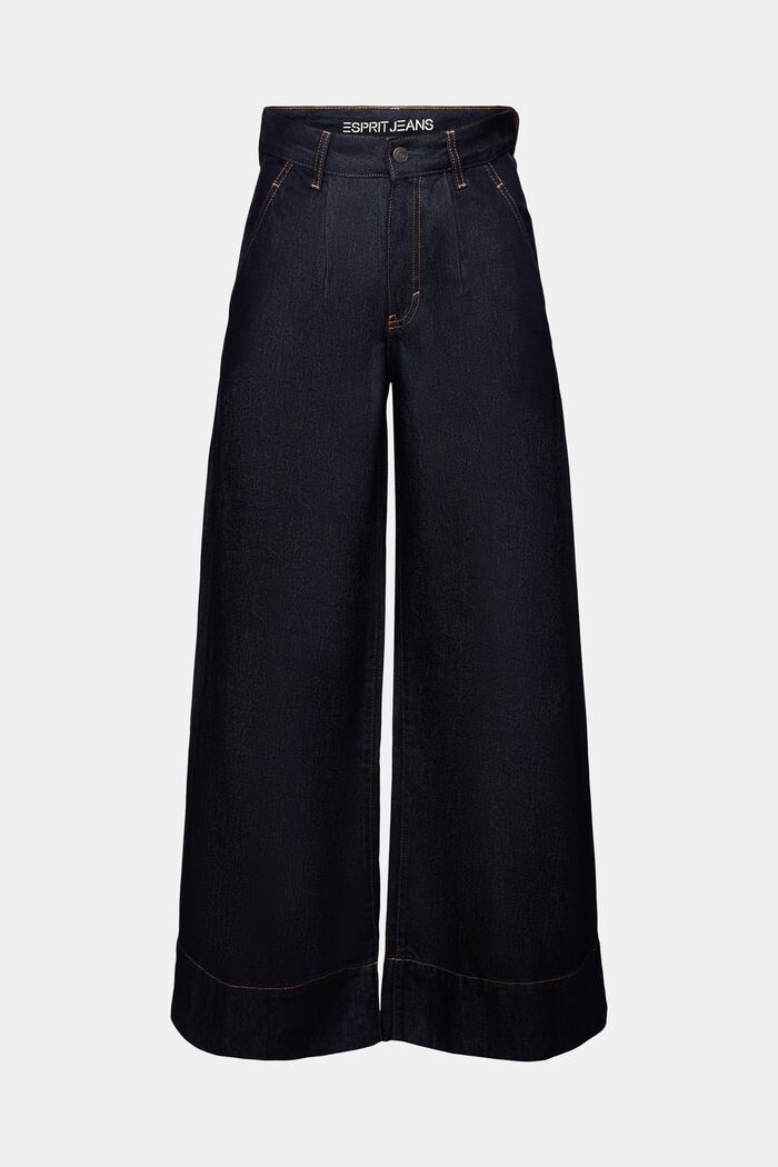 Chino-jeans med høj talje, læg og vide ben, BLUE RINSE, detail image number 7