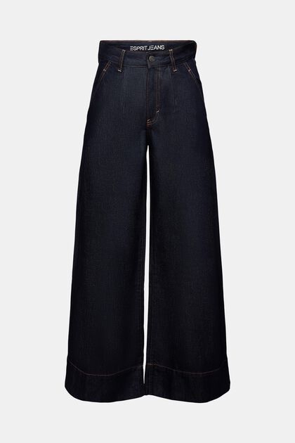 Chino-jeans med høj talje, læg og vide ben