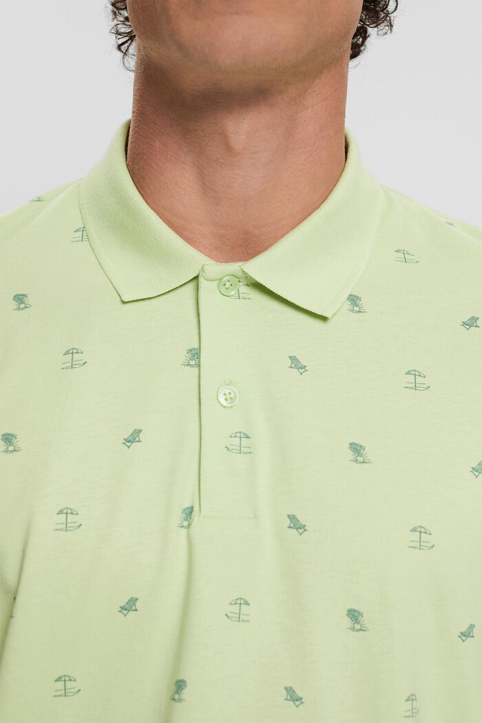 Jersey-poloskjorte med print, LIGHT GREEN, detail image number 2