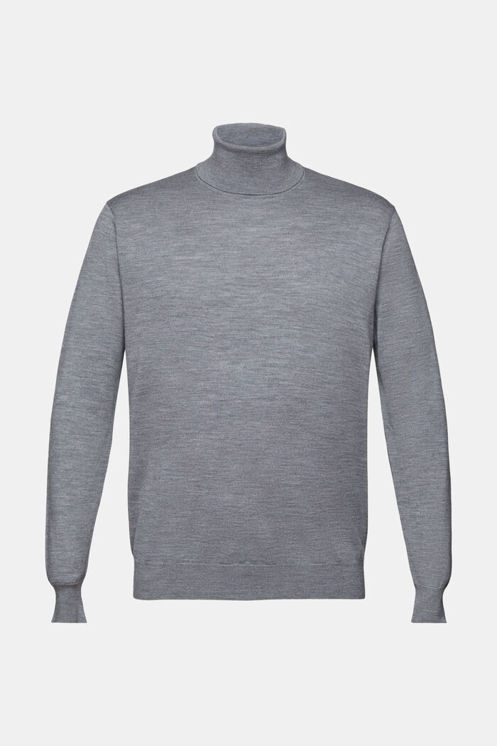 Rullekravesweater i merinould, GREY, detail image number 6