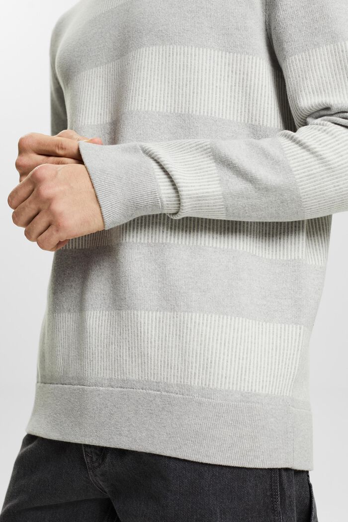 Stribet sweater i ribstrik, LIGHT GREY, detail image number 2