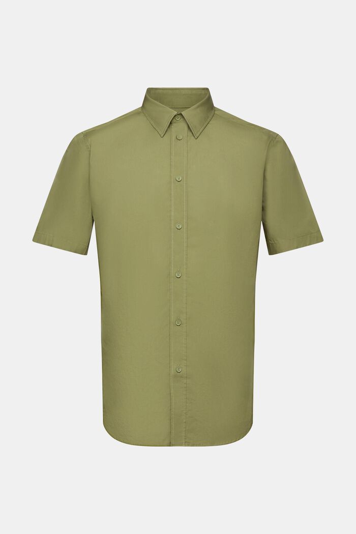 Kortærmet shirt i bomuldspoplin, LIGHT KHAKI, detail image number 6