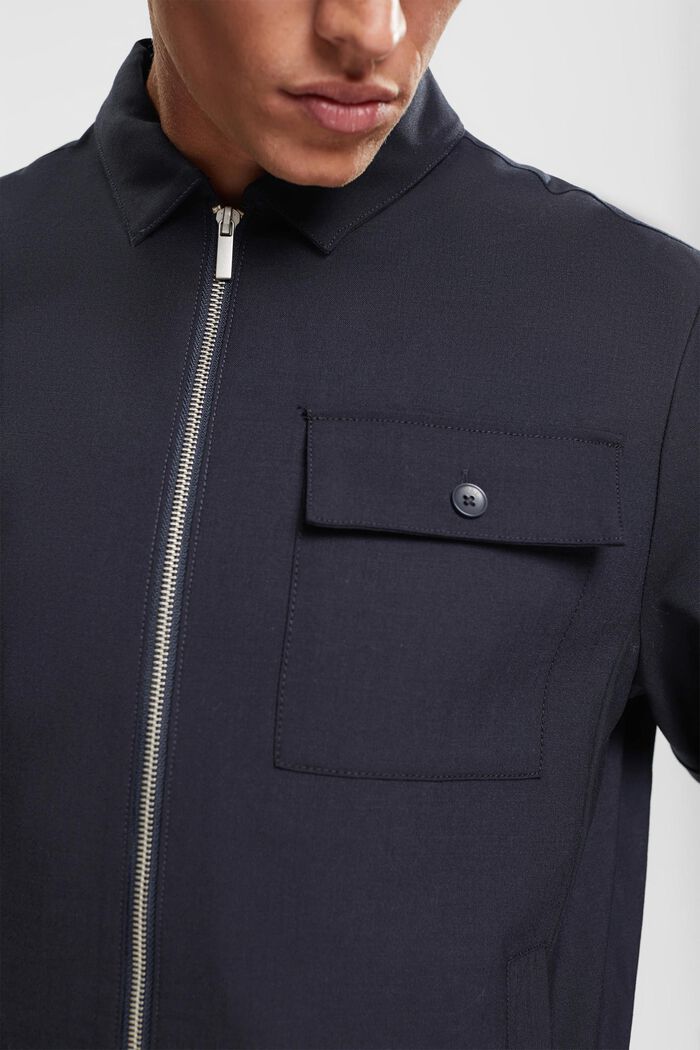 I uld: Kort jakke med lynlås, DARK BLUE, detail image number 0